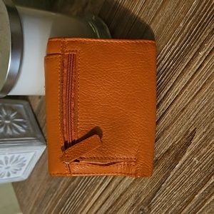 Orange leather wallet by Pelle Studio from Wilson's leather